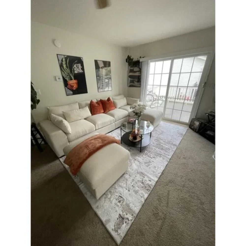 New 8x10 Washable Modern Abstract Rug Ultra Soft Faux Wool, Non-Slip Accent Rug